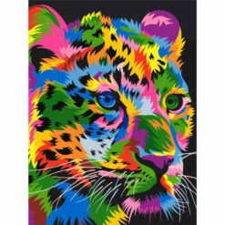Malen Nach Zahlen Junger Löwe In Regenbogenfarben Tierkunst